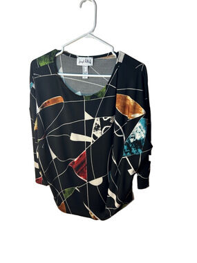 Joseph Ribkoff Black multicolour Abstract Print Women's Top size 10